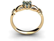 Aqua Marine Gold Claddagh Ring <font color="#FF0000"> IN STOCK!  Ships in 48 Hours!</font> - Uctuk