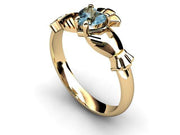 Aqua Marine Gold Claddagh Ring <font color="#FF0000"> IN STOCK!  Ships in 48 Hours!</font> - Uctuk