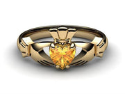 CITRINE 14K Gold Claddagh Ring <font color="#FF0000"> IN STOCK!  Ships in 48 Hours!</font> - Uctuk