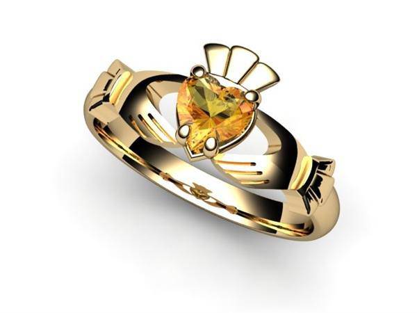 CITRINE 14K Gold Claddagh Ring <font color="#FF0000"> IN STOCK!  Ships in 48 Hours!</font> - Uctuk