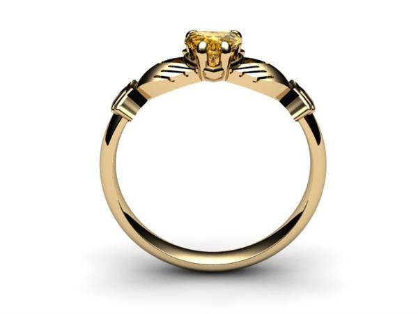 CITRINE 14K Gold Claddagh Ring <font color="#FF0000"> IN STOCK!  Ships in 48 Hours!</font> - Uctuk