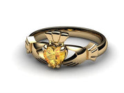 CITRINE 14K Gold Claddagh Ring <font color="#FF0000"> IN STOCK!  Ships in 48 Hours!</font> - Uctuk