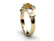 CITRINE 14K Gold Claddagh Ring <font color="#FF0000"> IN STOCK!  Ships in 48 Hours!</font> - Uctuk