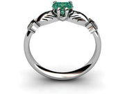 GREEN QUARTZ 14K White Gold Claddagh Ring <font color="#FF0000"> IN STOCK!  Ships in 48 Hours!</font> - Uctuk