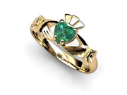 GREEN QUARTZ 14K Gold Claddagh Ring <font color="#FF0000"> IN STOCK!  Ships in 48 Hours!</font> - Uctuk