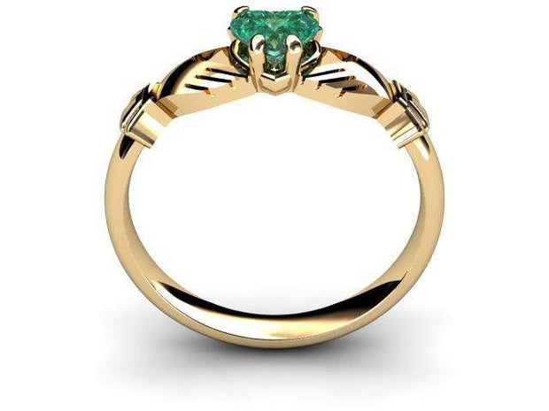 GREEN QUARTZ 14K Gold Claddagh Ring <font color="#FF0000"> IN STOCK!  Ships in 48 Hours!</font> - Uctuk