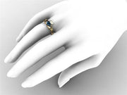 London Blue Topaz 14K Gold Claddagh Ring <font color="#FF0000"> IN STOCK!  Ships in 48 Hours!</font> - Uctuk