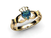 London Blue Topaz 14K Gold Claddagh Ring <font color="#FF0000"> IN STOCK!  Ships in 48 Hours!</font> - Uctuk