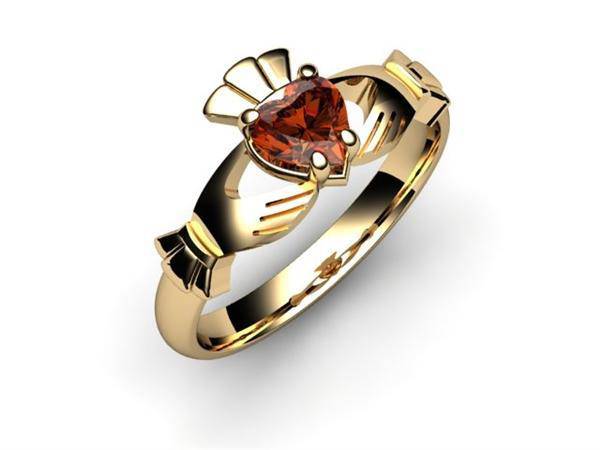 Garnet Gold Claddagh Ring <font color="#FF0000"> IN STOCK!  Ships in 48 Hours!</font> - Uctuk