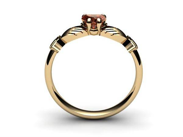 Garnet Gold Claddagh Ring <font color="#FF0000"> IN STOCK!  Ships in 48 Hours!</font> - Uctuk