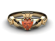Garnet Gold Claddagh Ring <font color="#FF0000"> IN STOCK!  Ships in 48 Hours!</font> - Uctuk