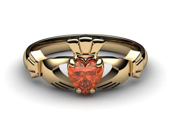 Garnet Gold Claddagh Ring <font color="#FF0000"> IN STOCK!  Ships in 48 Hours!</font> - Uctuk