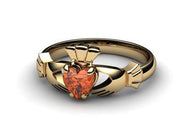 Garnet Gold Claddagh Ring <font color="#FF0000"> IN STOCK!  Ships in 48 Hours!</font> - Uctuk