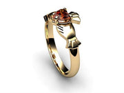 Garnet Gold Claddagh Ring <font color="#FF0000"> IN STOCK!  Ships in 48 Hours!</font> - Uctuk