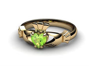 Peridot 14K Gold Claddagh Ring <font color="#FF0000"> IN STOCK!  Ships in 48 Hours!</font> - Uctuk