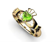 Peridot 14K Gold Claddagh Ring <font color="#FF0000"> IN STOCK!  Ships in 48 Hours!</font> - Uctuk