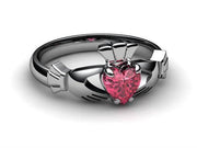 Rhodolite Garnet White Gold Claddagh Ring <font color="#FF0000"> IN STOCK!  Ships in 48 Hours!</font> - Uctuk