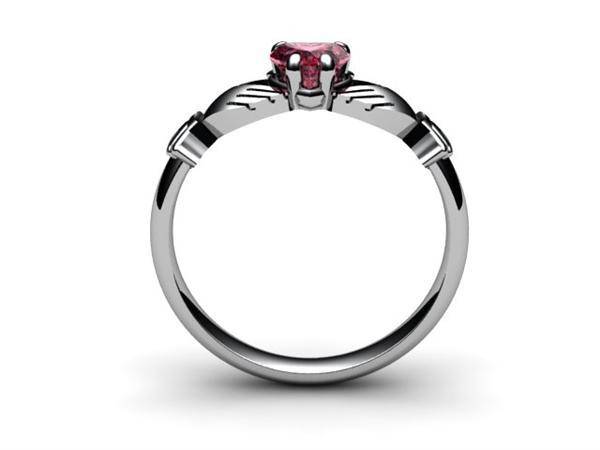 Rhodolite Garnet White Gold Claddagh Ring <font color="#FF0000"> IN STOCK!  Ships in 48 Hours!</font> - Uctuk