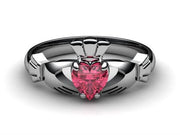 Rhodolite Garnet White Gold Claddagh Ring <font color="#FF0000"> IN STOCK!  Ships in 48 Hours!</font> - Uctuk