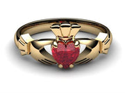 RUBY 14K Gold Claddagh Ring <font color="#FF0000"> IN STOCK!  Ships in 48 Hours!</font> - Uctuk