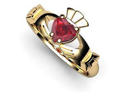 RUBY 14K Gold Claddagh Ring <font color="#FF0000"> IN STOCK!  Ships in 48 Hours!</font> - Uctuk