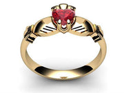 RUBY 14K Gold Claddagh Ring <font color="#FF0000"> IN STOCK!  Ships in 48 Hours!</font> - Uctuk