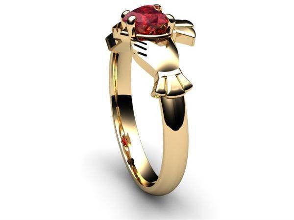 RUBY 14K Gold Claddagh Ring <font color="#FF0000"> IN STOCK!  Ships in 48 Hours!</font> - Uctuk