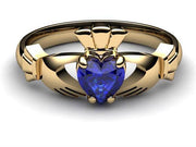 SAPPHIRE 14K Gold Claddagh Ring <font color="#FF0000"> IN STOCK!  Ships in 48 Hours!</font> - Uctuk