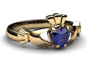 SAPPHIRE 14K Gold Claddagh Ring <font color="#FF0000"> IN STOCK!  Ships in 48 Hours!</font> - Uctuk