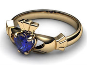 SAPPHIRE 14K Gold Claddagh Ring <font color="#FF0000"> IN STOCK!  Ships in 48 Hours!</font> - Uctuk