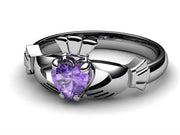 TANZANITE 14K WHITE Gold Claddagh Ring <font color="#FF0000"> IN STOCK!  Ships in 48 Hours!</font> - Uctuk