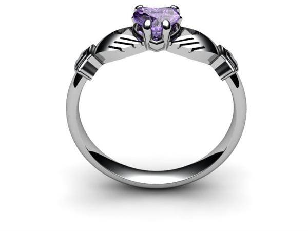 TANZANITE 14K WHITE Gold Claddagh Ring <font color="#FF0000"> IN STOCK!  Ships in 48 Hours!</font> - Uctuk
