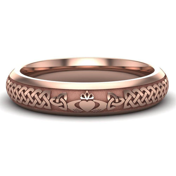 Claddagh Wedding Ring UCL1-14R4M - 14K Rose Gold - Uctuk