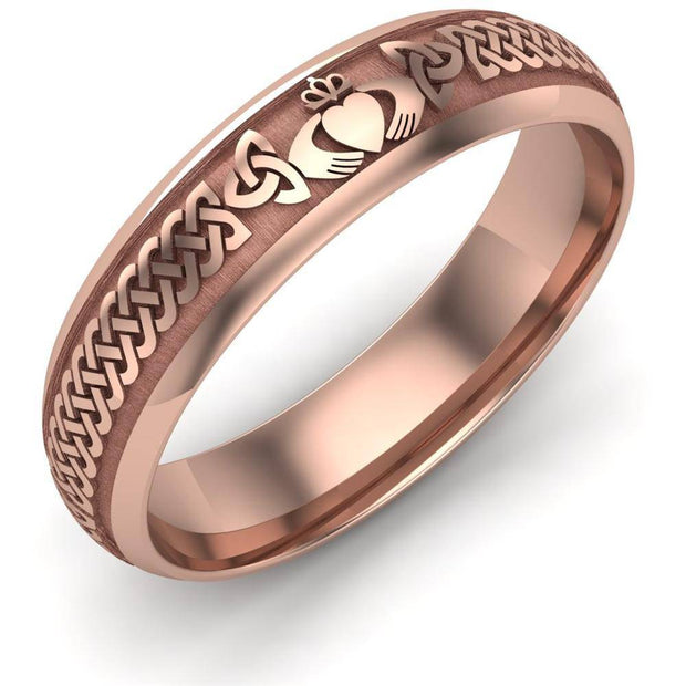 Claddagh Wedding Ring UCL1-14R5LIGHT - 14K Rose Gold LIGHT WEIGHT - Uctuk