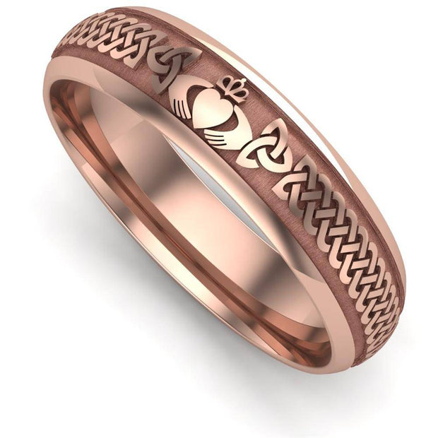 Claddagh Wedding Ring UCL1-14R5LIGHT - 14K Rose Gold LIGHT WEIGHT - Uctuk