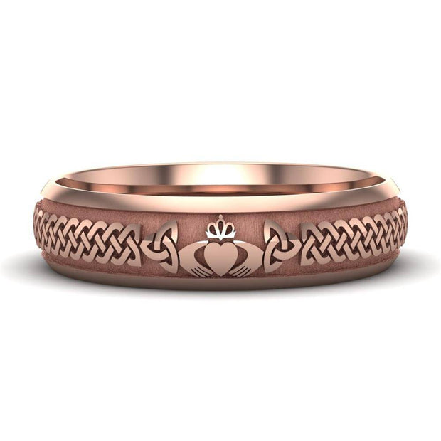 Claddagh Wedding Ring UCL1-14R5LIGHT - 14K Rose Gold LIGHT WEIGHT - Uctuk