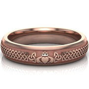 Claddagh Wedding Ring UCL1-14R5M - 10K/14K/18K Rose Gold - Uctuk