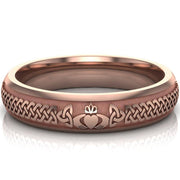 Claddagh Wedding Ring UCL1-14R5M - 10K/14K/18K Rose Gold - Uctuk