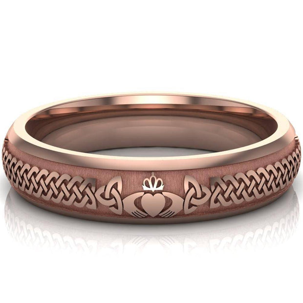 Claddagh Wedding Ring UCL1-14R5M - 10K/14K/18K Rose Gold - Uctuk