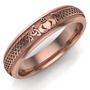 Claddagh Wedding Ring UCL1-14R5M - 10K/14K/18K Rose Gold - Uctuk