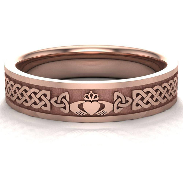 Claddagh Wedding Ring UCL1-14R5MFLAT - 14K Rose Gold - Uctuk