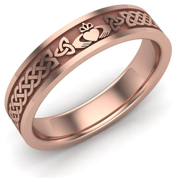 Claddagh Wedding Ring UCL1-14R5MFLAT - 14K Rose Gold - Uctuk