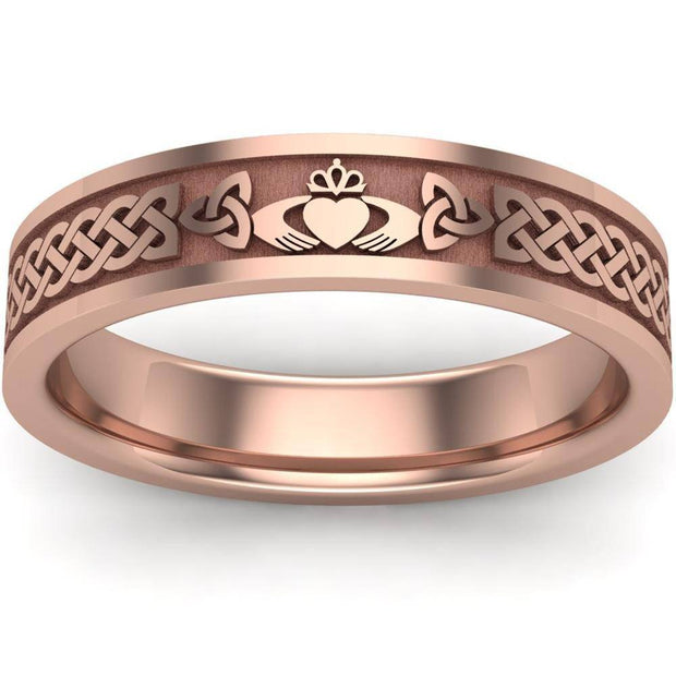 Claddagh Wedding Ring UCL1-14R5MFLAT - 14K Rose Gold - Uctuk