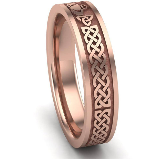 Claddagh Wedding Ring UCL1-14R5MFLAT - 14K Rose Gold - Uctuk