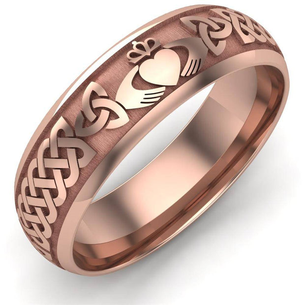 Claddagh Wedding Ring UCL1-14R6LIGHT - 14K Rose Gold LIGHT WEIGHT - Uctuk