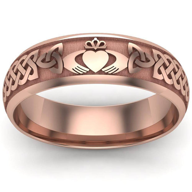 Claddagh Wedding Ring UCL1-14R6LIGHT - 14K Rose Gold LIGHT WEIGHT - Uctuk