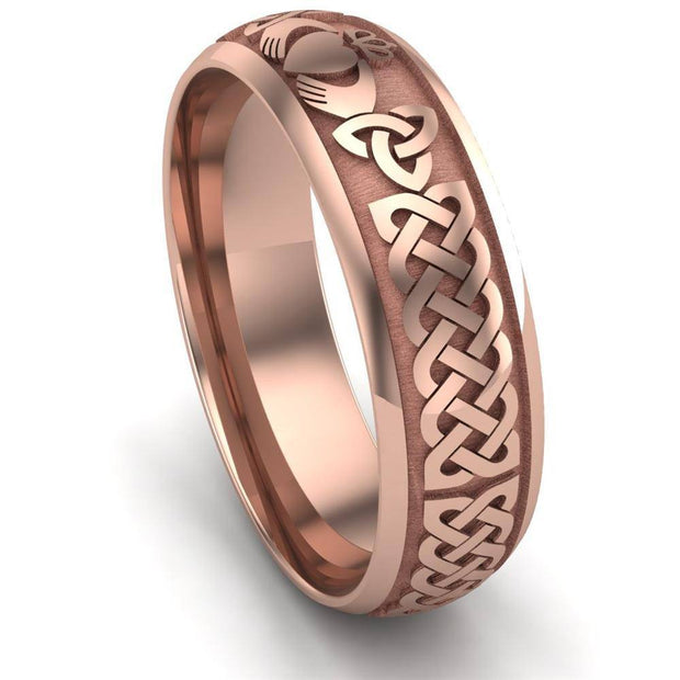 Claddagh Wedding Ring UCL1-14R6LIGHT - 14K Rose Gold LIGHT WEIGHT - Uctuk