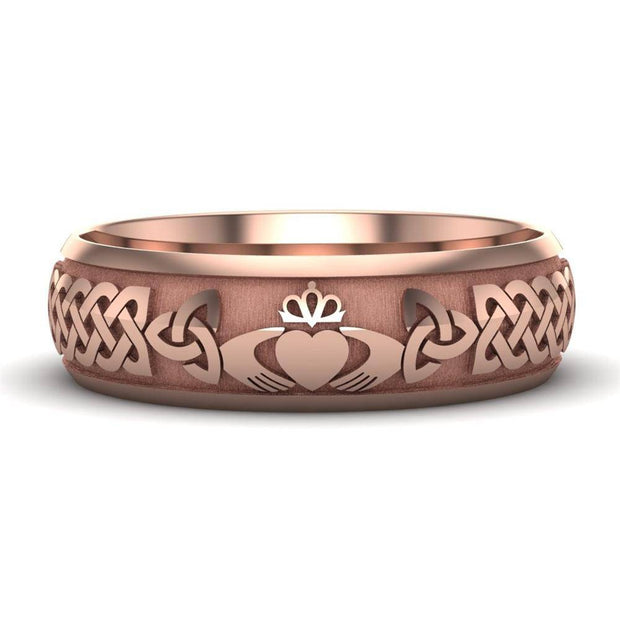 Claddagh Wedding Ring UCL1-14R6LIGHT - 14K Rose Gold LIGHT WEIGHT - Uctuk