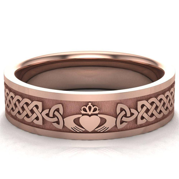 Claddagh Wedding Ring UCL1-14R6MFLAT - 14K Rose Gold - Uctuk