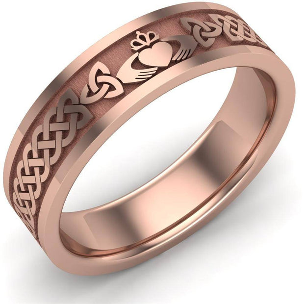 Claddagh Wedding Ring UCL1-14R6MFLAT - 14K Rose Gold - Uctuk